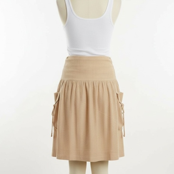 WOMENS MULBERRY PEACH LINEN SILK STRIPED SKIRT SIZE 6 - Picture 8 of 11